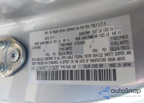 2018 Fiat 124 Spider Abarth из США, поврежденный, VIN JC1NFAEK3J0134066